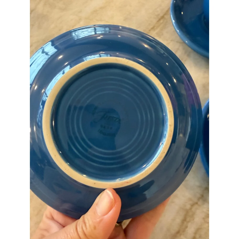 Set of 3 Fiesta Blue Dinnerware Cup and Saucer Set